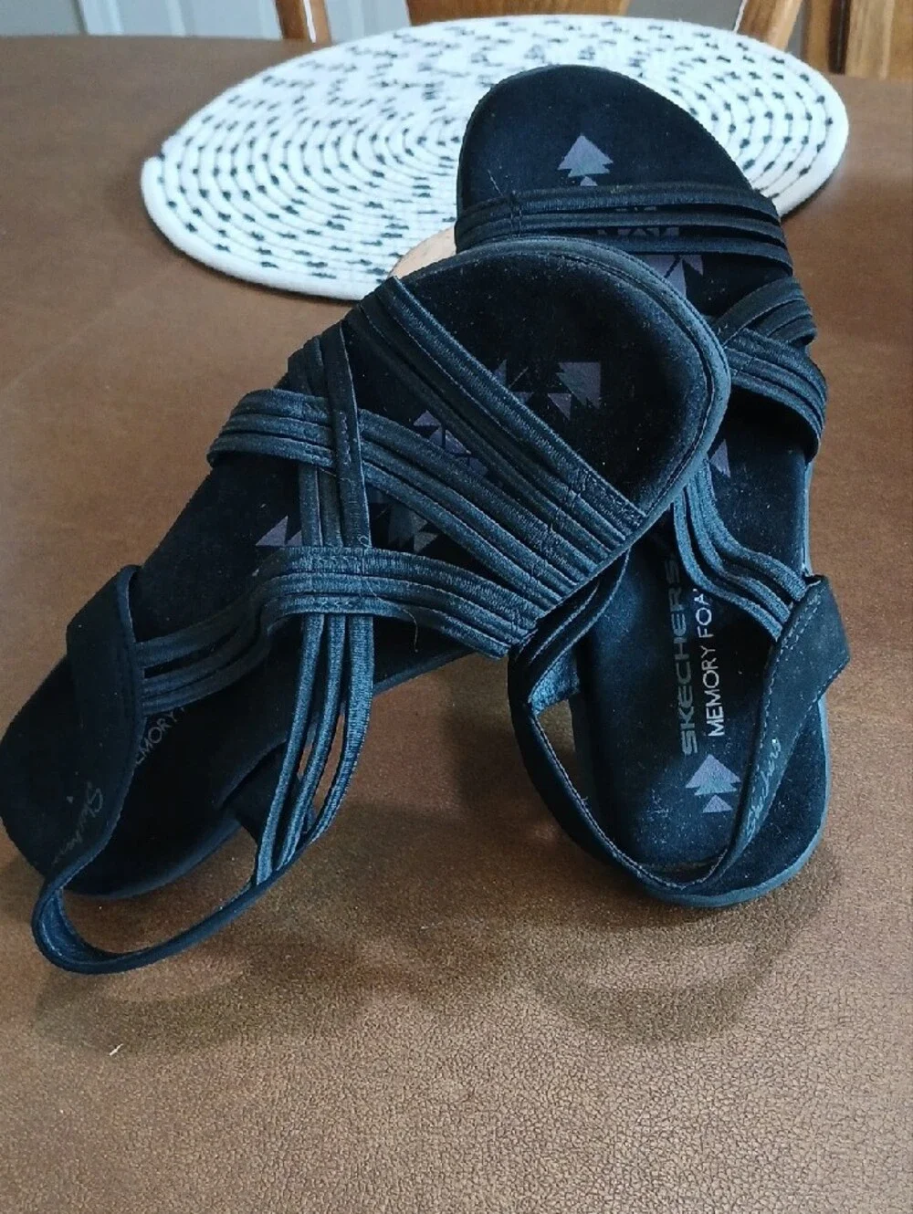 Skechers Black Strappy Memory Foam Kids Sandals